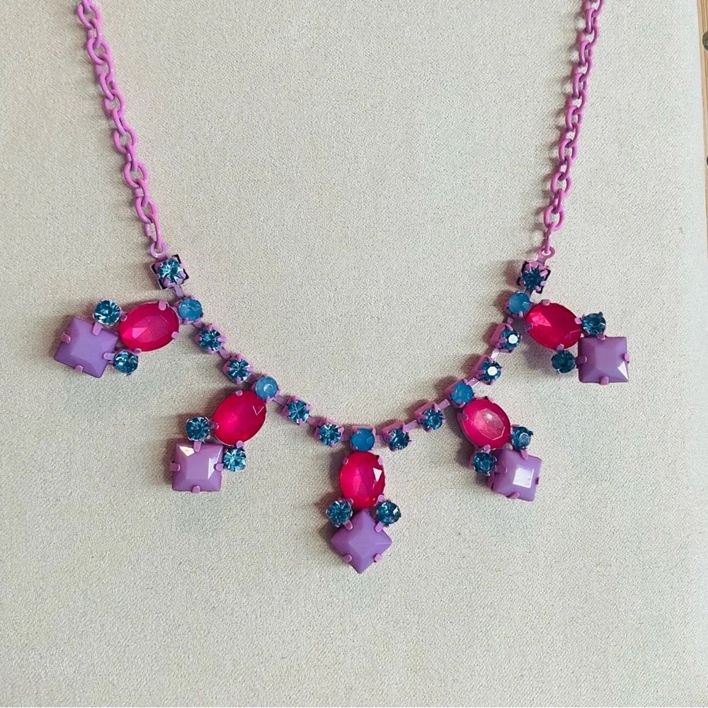 Girls Necklace, Pink/Purple, Approx 22 in